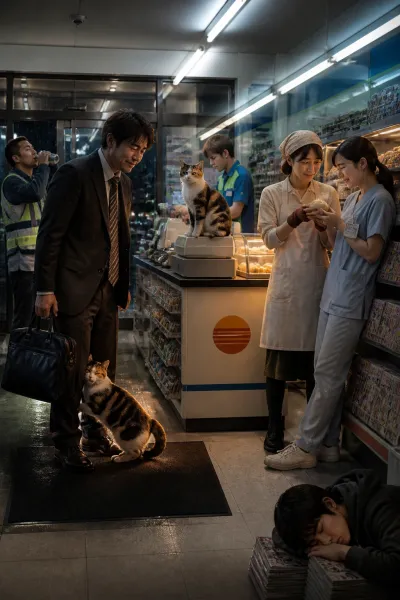 Convenience Store Cat's Night Shift